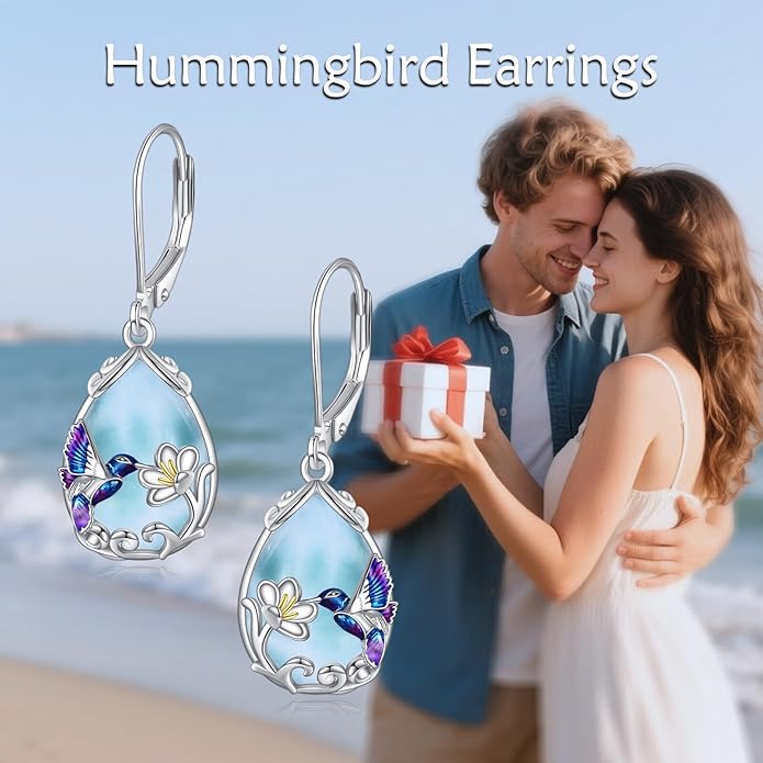 YFN Hummingbird Earrings Bird Dangle 925 Sterling Silver Jewelry Gifts for Women