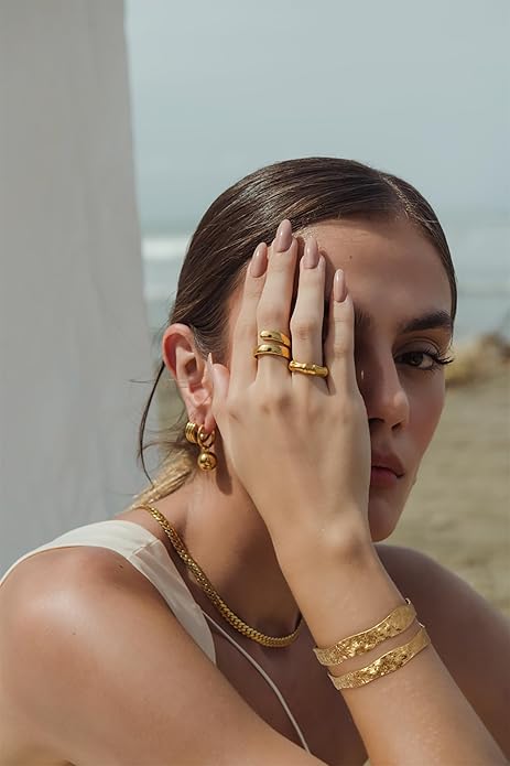 Gold Cuff Bracelet for Women Chunky Multi-layer Cross Wire Open Bracelet Hollow Wide Cuff Bracelets Adjustable Gold Open Cuff Bangle Bracelet