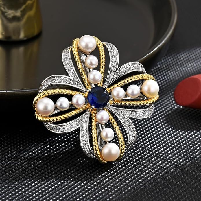 Flower Brooch Pin - Rhinestone Flower Pin 18k Gold Plated - Thanksgiving Day, Birthday, Wedding Gifts for Mom, Wife