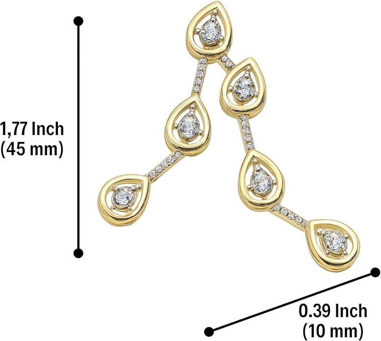 Gold Plated Drop Earrings with Teardrop CZ Stones – Elegant Sparkling Statement Earrings for Women.EAR0029