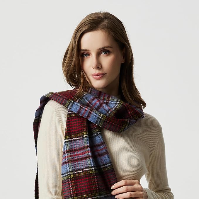 EURKEA 100% Cashmere 2025 Winter Scarf for Women Fringed Edges Warm & Soft Lightweight Solid/Plaid/Two-Tone Free Size
