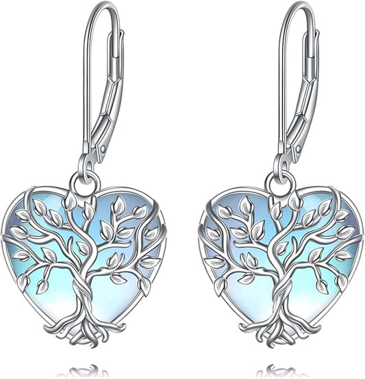 Moonstone Filigree Drop Dangle Teardrop Earrings 925 Sterling Silver Moonstone Leverback Earrings for Women Jewelry Gifts
