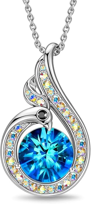 Kate Lynn Rise From the Ashes Phoenix Necklaces for Women, White Gold Plated Crystal Jewelry, Birthday Gift for Women, Symbol of Luck and Renewal, 18+2 inch, Packaged with Jewelry Box