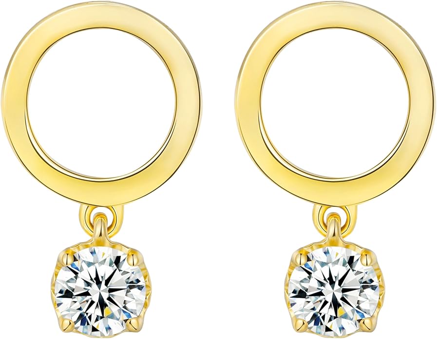 18K Yellow/White Gold Plated Silver Earring With 0.60 TCW Lab Grown Diamonds/Emerald/Blue Sapphire/Moissanite, Earrings For Women, Gift For Her Jewelry For Women Comes With Gift Box