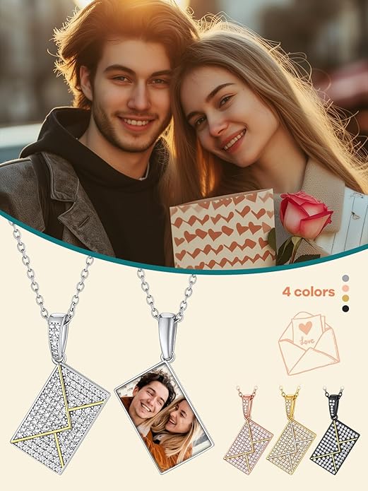 Supcare Locket Necklace That Holds Pictures-Engraved Photo Pendant Custom Jewellery Gifts for Men Women (with Jewellery Gift Box)