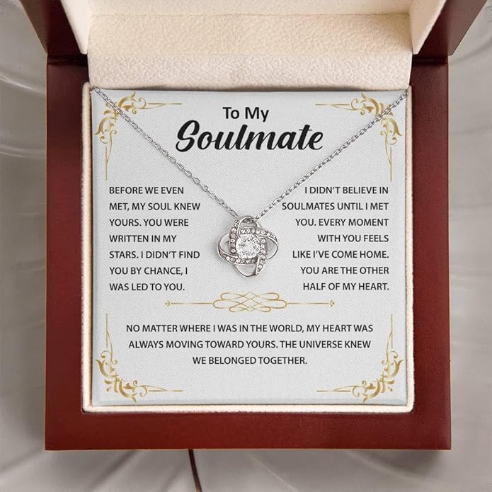 To My Beautiful Soulmate Necklace Romantic Gift for Girlfriend Wife With Message Card & Gift Box, Perfect for Anniversary Birthday Christmas or Valentine’s Day