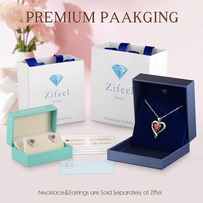 Earrings for Women, S925 Sterling Silver Rose Gold Birthstone Heart Studs Earring for Girlfriend Wife, Anniversary Birthday Christmas Valentines Mothers Day Gifts Jewelry for Women Wife Her Mom