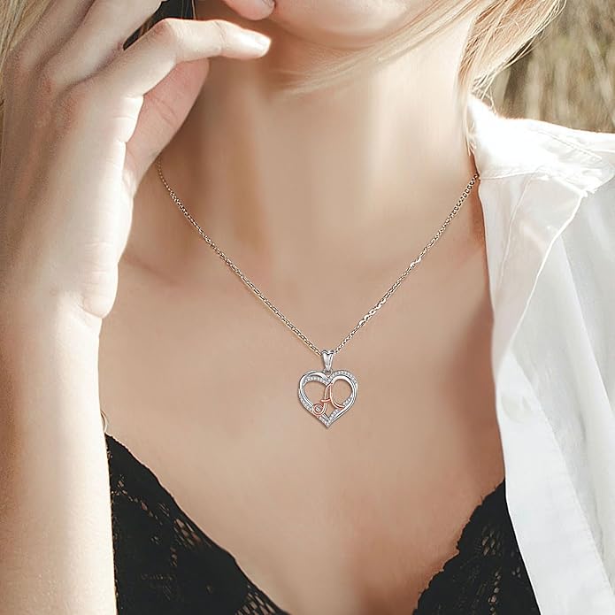 INFUSEU Unique Initial Necklaces for Women Girls Small Heart Letter Jewelry, Meaningful Personalized Gifts