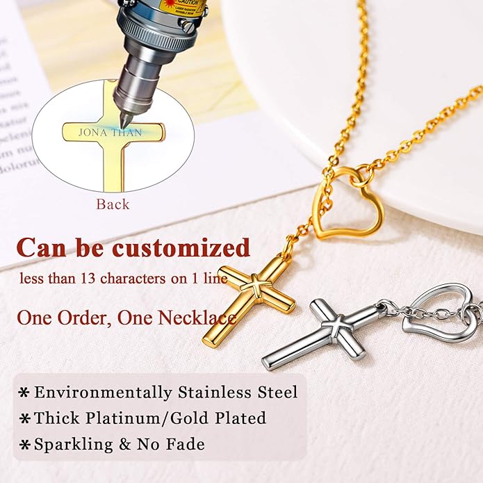 FOCALOOK Lariat Y-Necklaces | Long Necklaces for Women | Long Black Necklaces | Gold Necklaces for Women | Drop Heart Necklaces for Women | Front Adjustable Long Chain Necklace