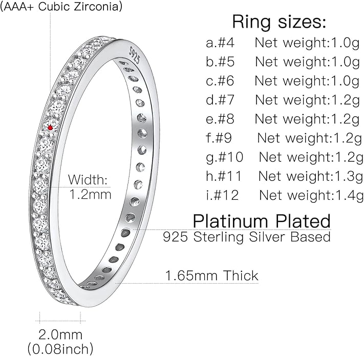 Suplight 925 Sterling Silver Wedding Band Rings, Full Cubic Zirconia Wishbone Ring Love/Lucky Engagement Promise Rings For Women, Size 4-12 (with Gift Box)