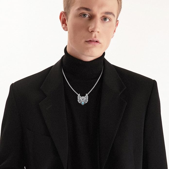 YueYuan Viking Necklace for Men 925 Sterling Silver Rune Amulet Pendant Nordic Necklace Viking Jewelry Gift for Father Husband Son