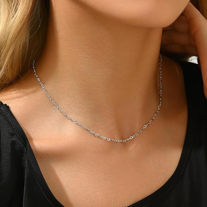 Gold Chain Necklace for Women Dainty 18K Gold Plated Thin Satellite Beaded Turquoise Necklace Simple Gold Boho Jewelry