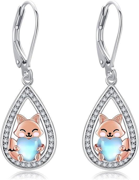 Animal Earrings 925 Sterling Silver Dangle Earrings Leverback Earrings Animal Jewelry for Women