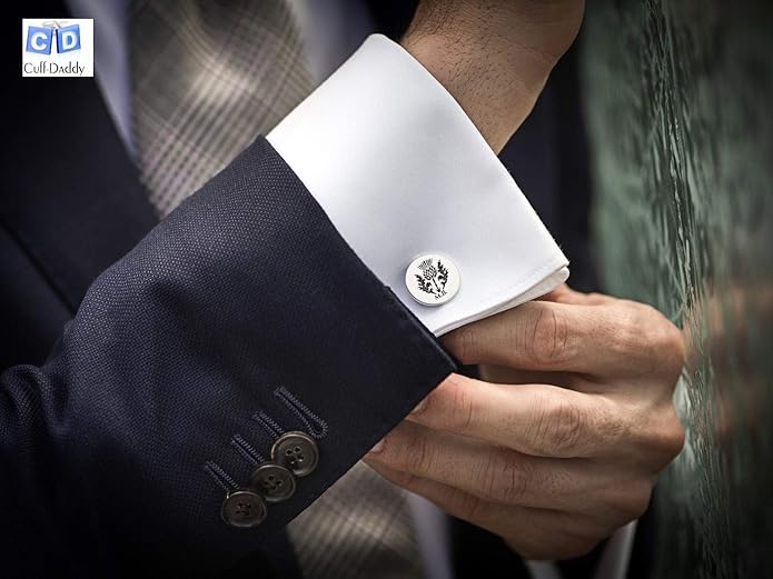 Cuff-Daddy Chic Unisex Men's and Women's Silver Gold-Tone Cufflinks with Presentation Box