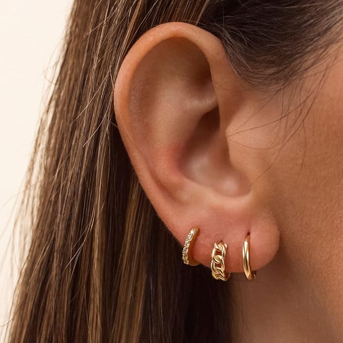 Hoop Earrings for Women 14K Gold Plated/Silver Hoops Simple Knot Huggie Small Hoop Earrings Set Trendy Hoops Everyday Wear Earrings for Women Jewelry