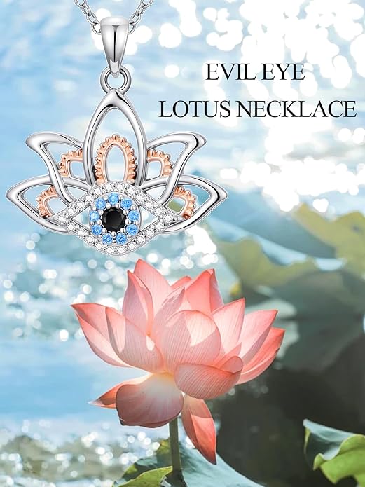 WINNICACA Sterling Silver Evil Eye Necklace Protection Crystal Pendant for Women Good Luck Vintage Evil Eye Pendant Jewelry Birthday Gifts for Women Friend Female