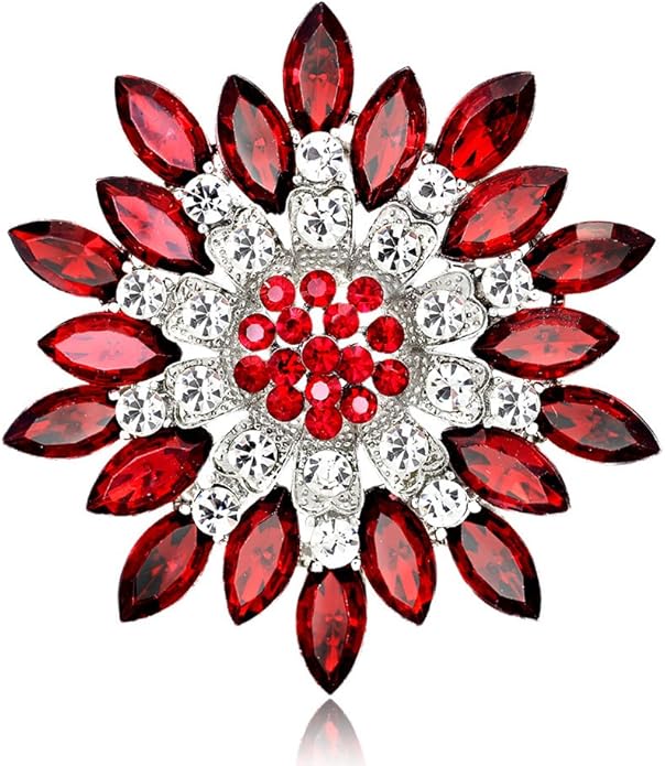 Rhinestone Sunflower Brooch for Women Sparkling Cubic Zirconia Flower Brooch Pin Elegant Large Crystal Floral Lapel Pin Dainty Clothing Hat Bag Accessories Christmas Wedding Bridal Birthday Jewelry