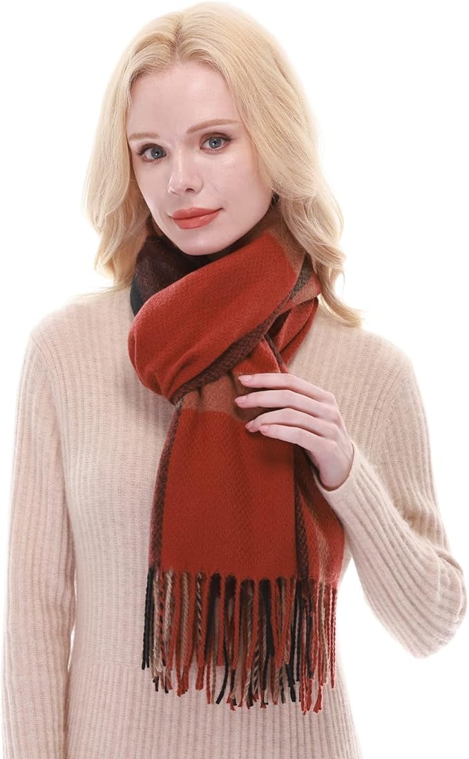RIIQIICHY Plaid Scarf for Women Fall Winter Pashmina Scarves Wraps for Cold Weather Warm Large