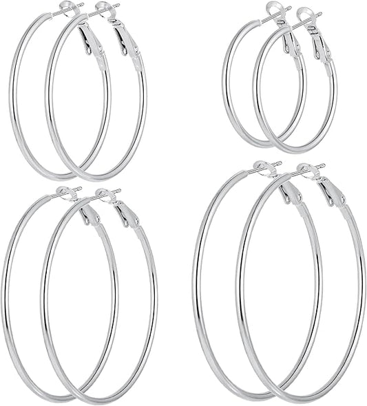 Stainless Steel Gold Plated Hoops Silver Plated Hoop Earrings Hypoallergenic Hoop Cartilage Piercing Earrings Tiny Ball Cubic Zirconia Stud Earrings Set for Women
