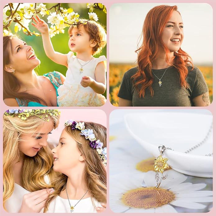 Tarsus Sunflower Necklace, You are My Sunshine, Sunflower Gifts Ideas for Women, Inspirational Gifts for Women Teen Girls Birthday Christmas Valentines Day