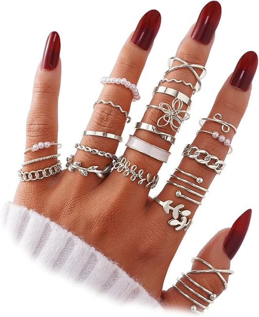 IFKM Gold Knuckle Rings Set For Women Vintage Stackable Joint Finger Midi Rings Dainty Cubic Zirconia Crystal Simple Twist Hollow Cute Rings Pack Jewelry Gift