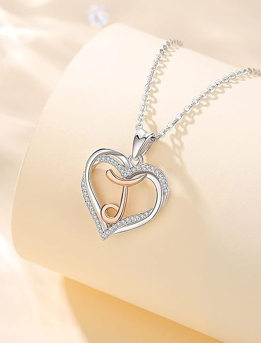 INFUSEU Unique Initial Necklaces for Women Girls Small Heart Letter Jewelry, Meaningful Personalized Gifts