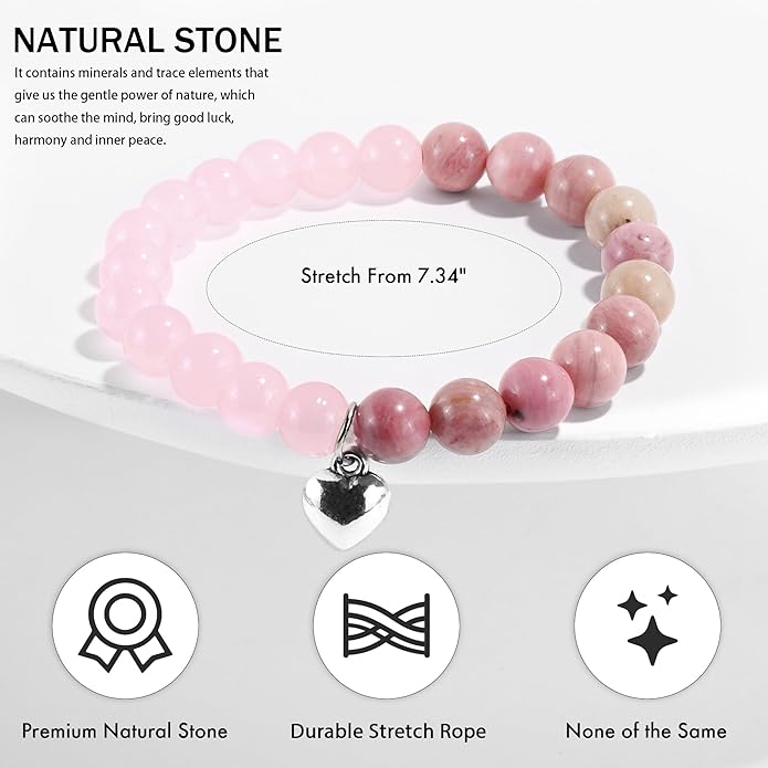 VIBILIA Cross Beaded Bracelets for Women, Inspirational Natural Heart Religious Bracelets for Women, Birthday Christian Gifts for Women on Thanksgiving Christmas Gifts