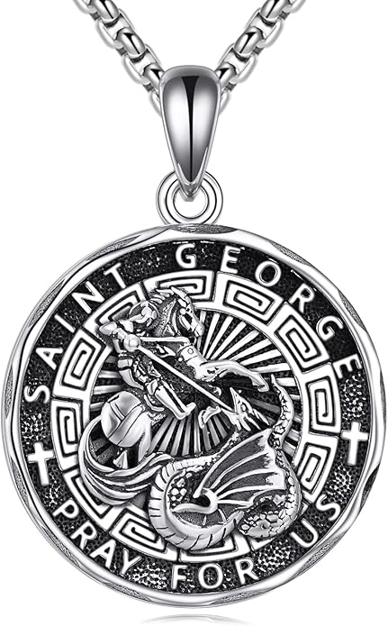 YFN Patron Saint Necklace Sterling Silver Amulet Medal Pendant Religious Protector Jewelry Gifts for Women Men