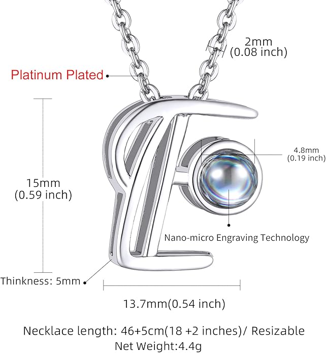 Custom4U Personalized Initial Picture Necklace for Women, Projection Necklace with Picture Inside, Gold/Silver Letter Pendant Necklace, Custom Photo Gifts for Mom Wife Birthday Valentines