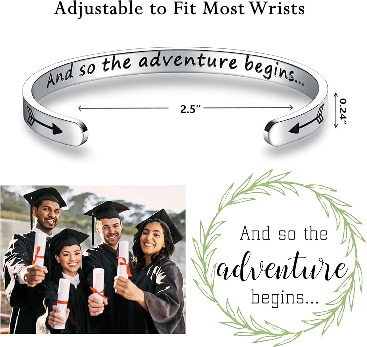 TONY & SANDY Inspirational Bracelets for Women Teen Girls Personalized Gifts for Daughter Granddaughter Mom Sister Friends Stainless Steel Engraved Cuff Birthday Easter Christmas