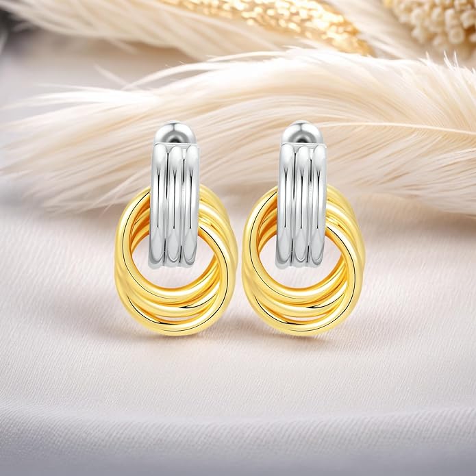 Trendy 14K Gold Plated Knot Earrings are Thick and Charming Pendant Earrings for Women They are Lightweight Hypoallergenic Fashion Accessories Jewelry Gifts for Women