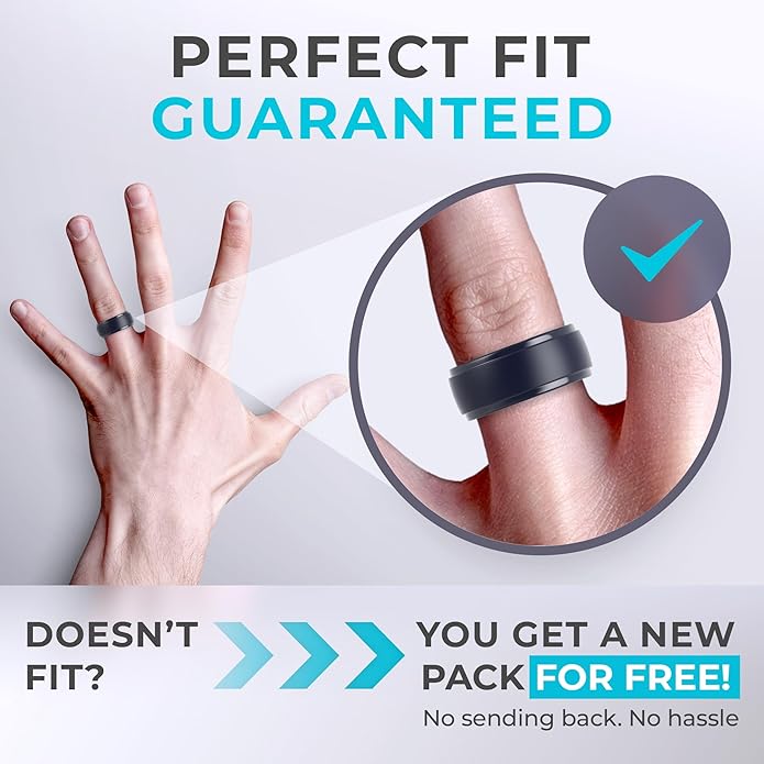 ThunderFit Men's Silicone Rings 10mm Wide 2.5mm Thick Rubber Bands, Breathable, Variety Multipack 1-10