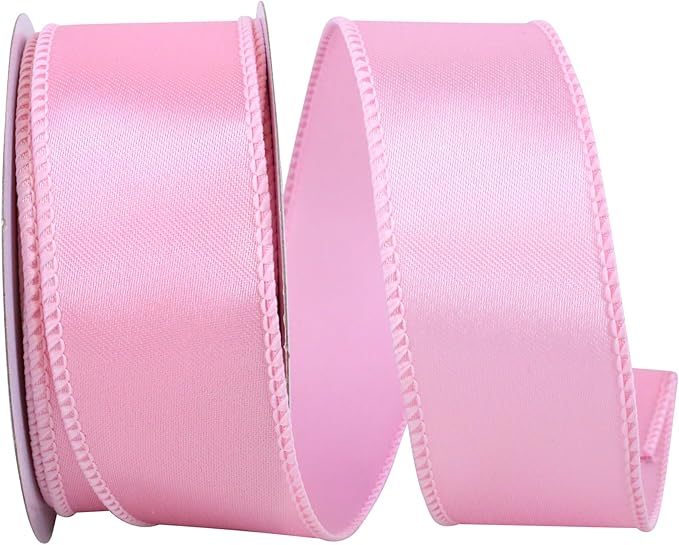 Reliant Ribbon Satin Value Wired Edge Ribbon, 1-1/2 Inch X 10 Yards, Pink