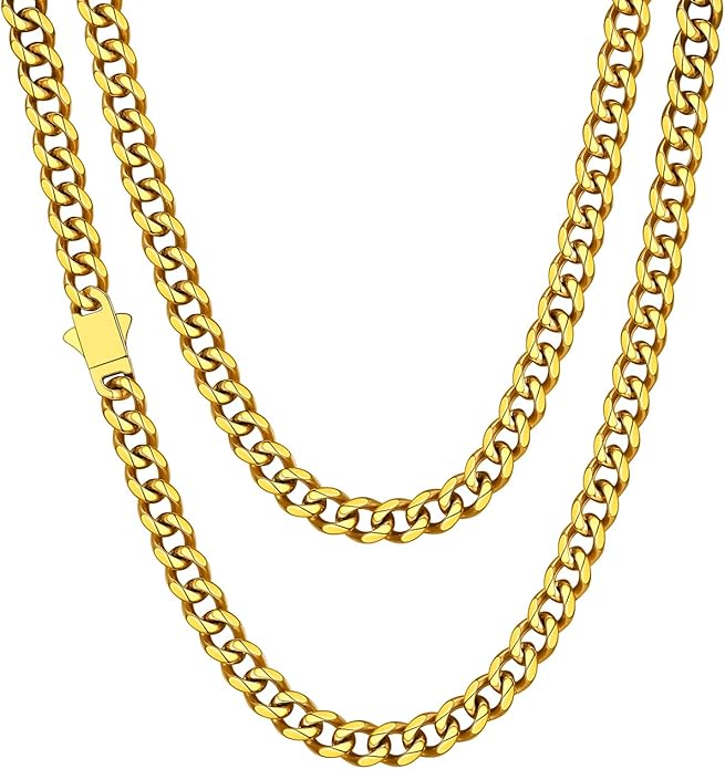 ChainsHouse Cuban Chain Necklace for Men, Stainless Steel/Black/Gold Plated Miami Cuban Necklace 6/9/12MM Width 18"-30" Length Hip Hop Jewelry, Send Gift Box