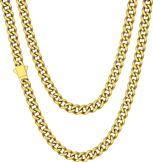ChainsHouse Cuban Chain Necklace for Men, Stainless Steel/Black/Gold Plated Miami Cuban Necklace 6/9/12MM Width 18"-30" Length Hip Hop Jewelry, Send Gift Box