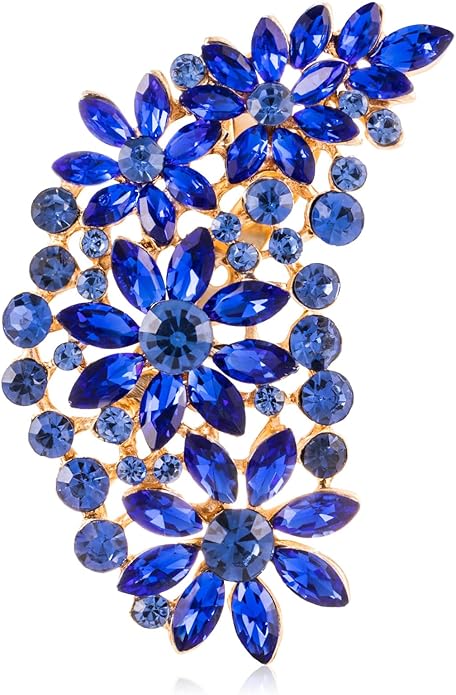 LAXPICOL Vintage Austrian Crystal Flower Leaf Bouquet Clusters Large Big Brooch Pin for Women Gold Tone