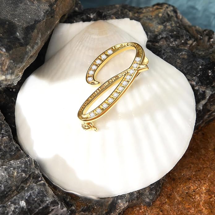 Cicy Bell A-Z Initial 26 Letter Brooch Pins 18k Gold Plated Cubic Zirconia Breastpin Name Personalized Gifts for Women Men
