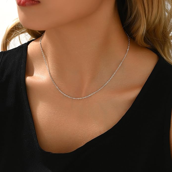 Dainty Chain Necklace for Women, 18K Gold Plated Coin Disc Choker Necklaces Simple Satellite Beaded Twisted Thin Paper Clip Chain Everyday Jewelry Gifts