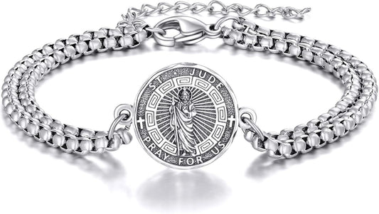 YFN Patron Saint Bracelet Sterling Silver Religious Protector Bracelet Jewelry Gift for Women Men