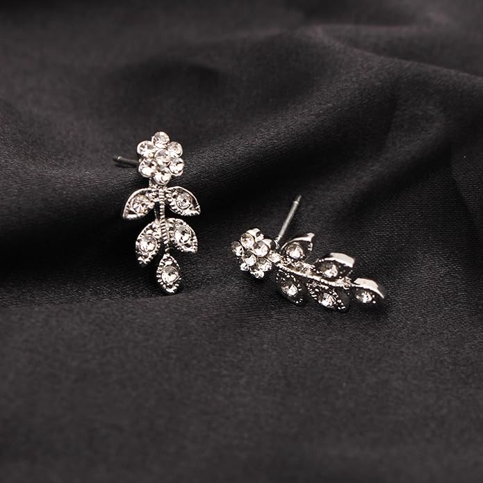 Austrian Crystal Rhinestone Choker Necklace Dangle Earring Link Bracelet Jewelry Set for Brides Bridesmaid Prom Costume Accessories for Women