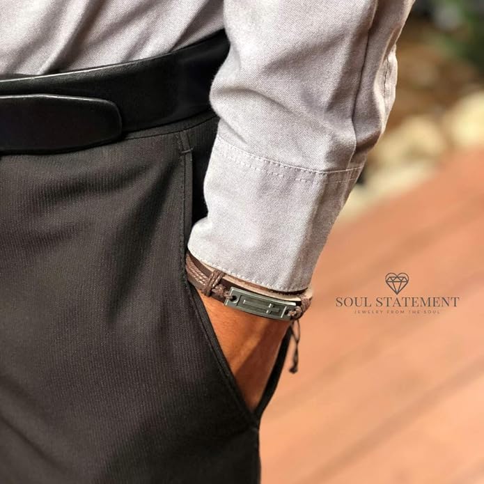 Leather Cross Bracelet for Teens or Men, Cool Christian Gift Ideas for Teenagers for Confirmation, Baptism, Christmas Stocking Stuffers