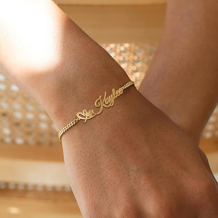 Custom Bracelet with Name 18K Gold Plated Personalized Name Ankle Bracelet Adjustable, Customized Beach Jewelry Gifts for Women Girlfriend