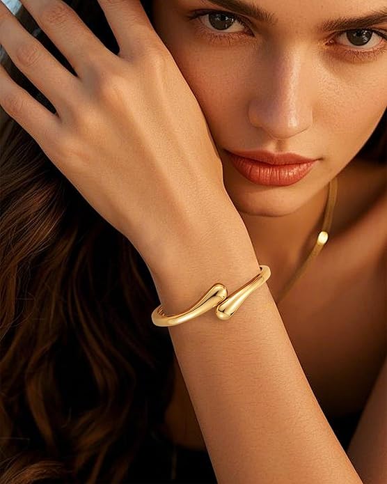 HMGADN Chunky Gold Bangle Bracelets for Women, Gold Twist Cuff Bracelet Trendy Stackable Bangles Set Fashion Jewelry Gifts