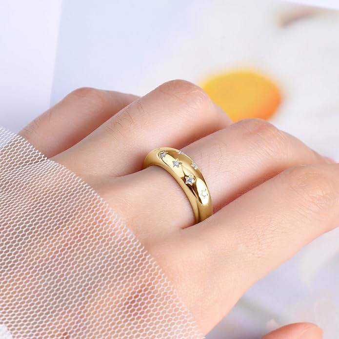 Moissanite Ring for Women D Color VVS1 Clarity 7 Star Ring 925 Sterling Silver Chunky Stackable Bands for Women or Men