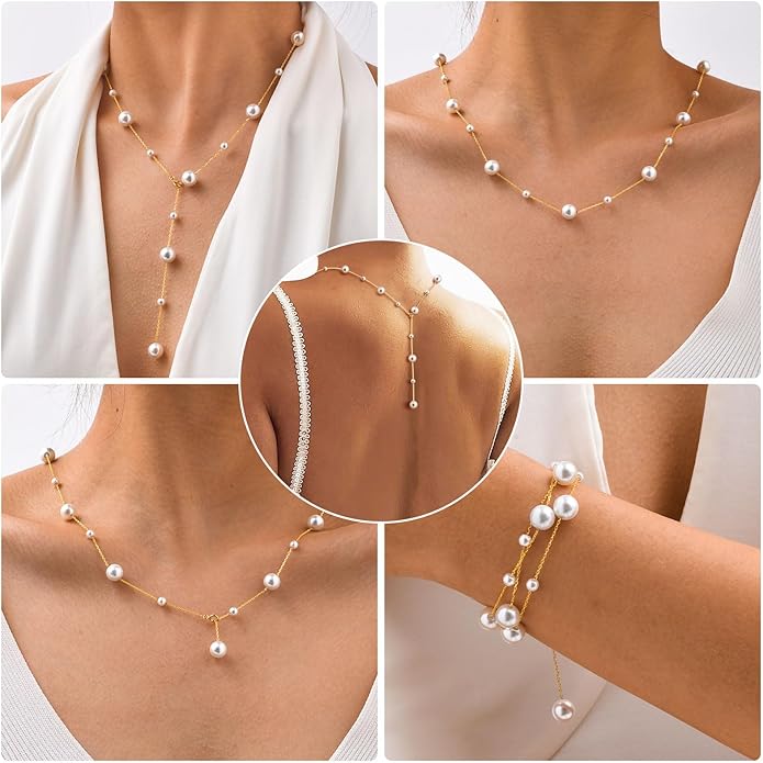 Pearl Necklace for Women 925 Sterling Silver Single Pearl Jewelry with Shell Pearl Pendant - Dainty Choker Necklace Suitable for Anniversary, Wedding, Birthday Gifts