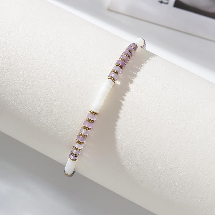 XIJIN Natural Stone Beaded Anklets for Women Handmade Beach Boho Turquoise Beads Ankle Bracelet Jewelry Gift for Her