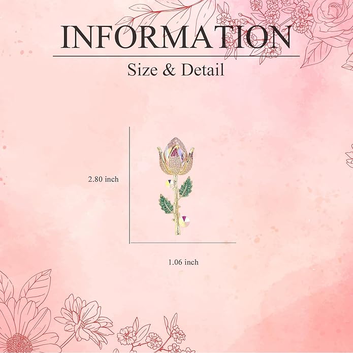 Flower Brooch for Women Girls Flower Rhinestone Brooch Gold Plated Lapel Pin Clothing Accessory Wedding Gift Fashion Jewelry for Mom Wife