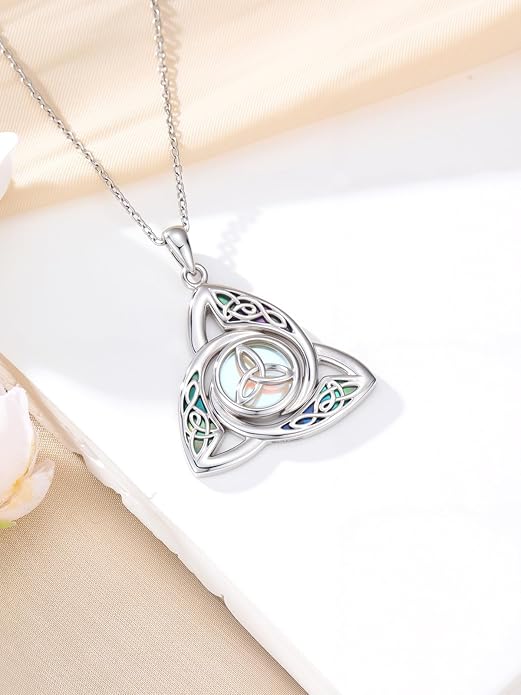 WINNICACA Christmas Gifts for Women Witches Knot Celtic Knot Necklace Sterling Silver Celtic Jewelry Protection Necklaces Irish Jewelry Birthday Gifts for Women Mom Wife Her