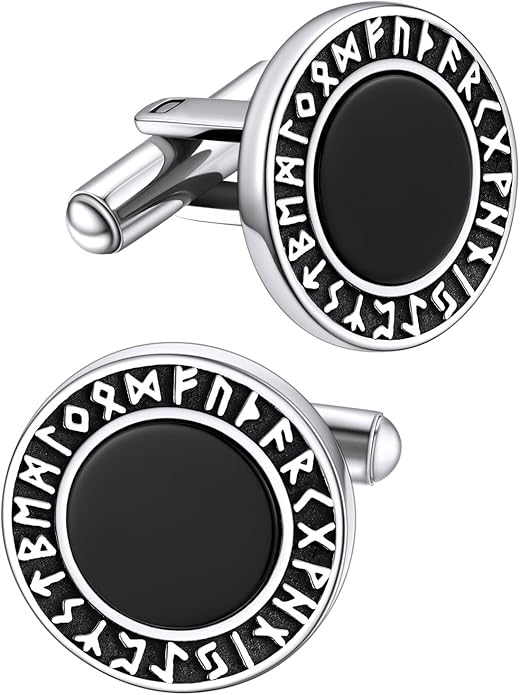 FaithHeart Mens Cufflinks, Norse Viking Tuxedo Shirt Cuff Links, Stainless Steel Cuff Links and Shirt Studs, Gift Box