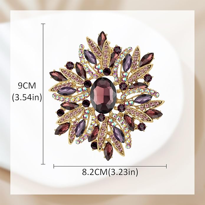 YOQUCOL Sunflower Shape Crystal Big Large Heavy Brooch Pin Rhinestone Scarf Decoration Corsage Cloth Pin for Women Girls